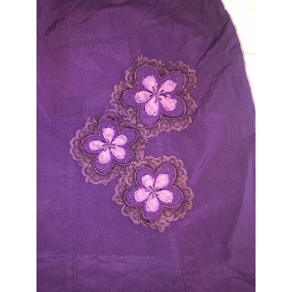 Arte by Joung Ho Jin Tulip Skirt Purple Floral Size S/M Nylon Applique Y2K FLAW - Picture 2 of 7